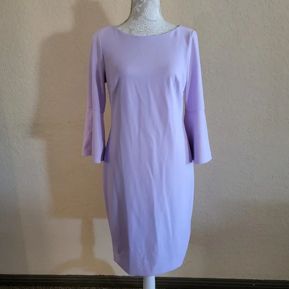 calvin klein purple bell sleeve dress Calvin Klein | Dresses | Calvin Klein Womens Bell Sleeve Sheath Dress Sz 8